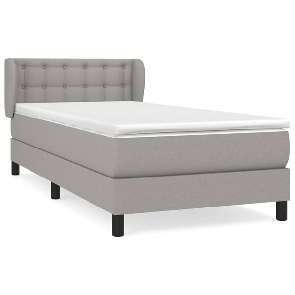 vidaXL Sommier &agrave; lattes de lit et matelas Gris clair 90x190 cm Tissu