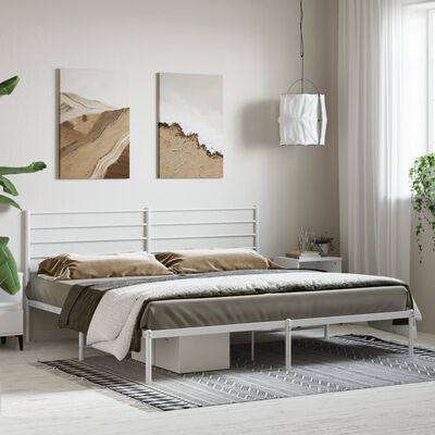 vidaXL Cadre de lit métal avec tête de lit blanc 200x200 cm