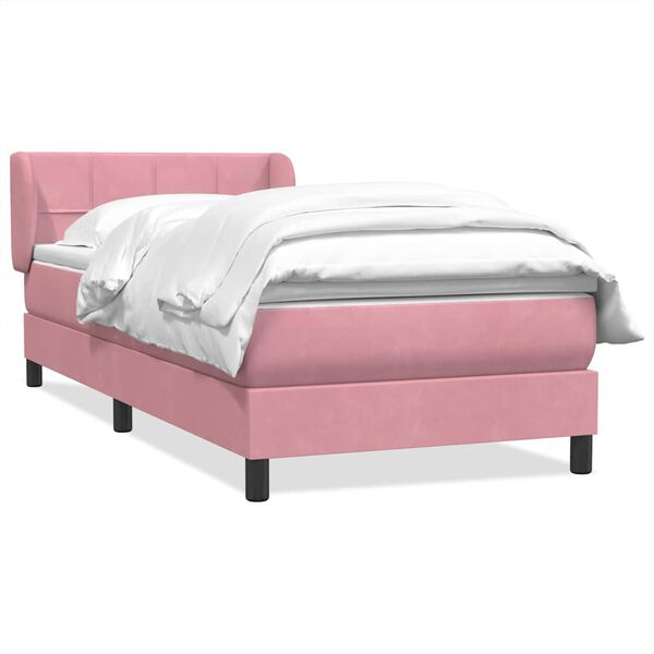 vidaXL Sommier &agrave; lattes de lit avec matelas rose 80x220 cm velours