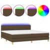 vidaXL Sommier &agrave; lattes de lit matelas et LED Marron fonc&eacute; 200x200 cm
