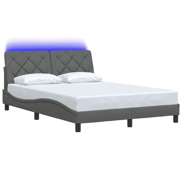 vidaXL Cadre de lit avec LED sans matelas gris fonc&eacute; 120x200 cm tissu