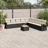 vidaXL Salon de jardin 10 pcs avec coussins noir r&eacute;sine tress&eacute;e