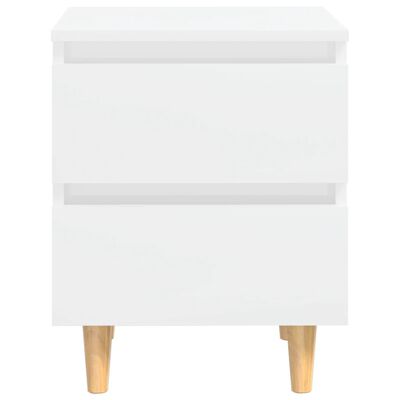 vidaXL Table de chevet avec pieds en pin Blanc brillant 40x35x50 cm
