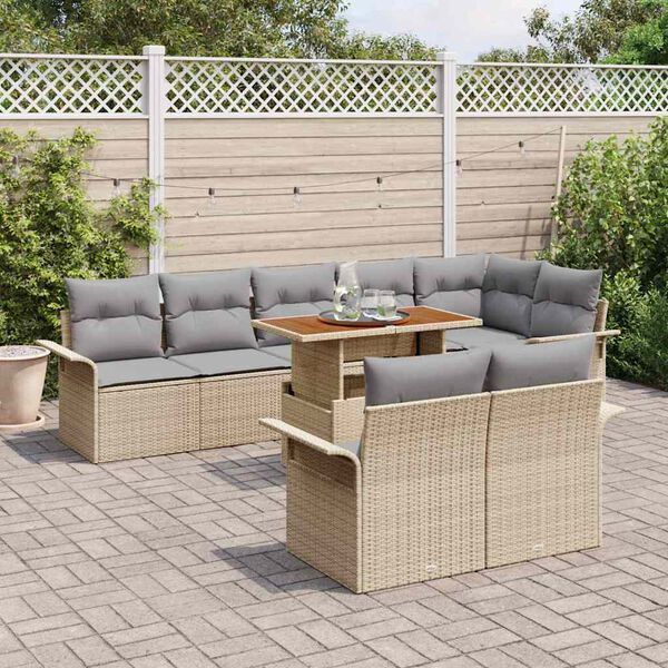vidaXL Ensemble de canap&eacute; de jardin 9 pcs Beige Poly rotin