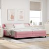 vidaXL Lit &agrave; ressorts avec matelas Rose 200 x 200 cm Polyester