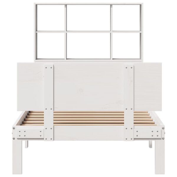 vidaXL Lit biblioth&egrave;que sans matelas blanc 90x190cm bois de pin massif