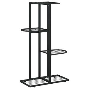 vidaXL Support pour plantes 4 niveaux 43x22x76 cm Noir M&eacute;tal