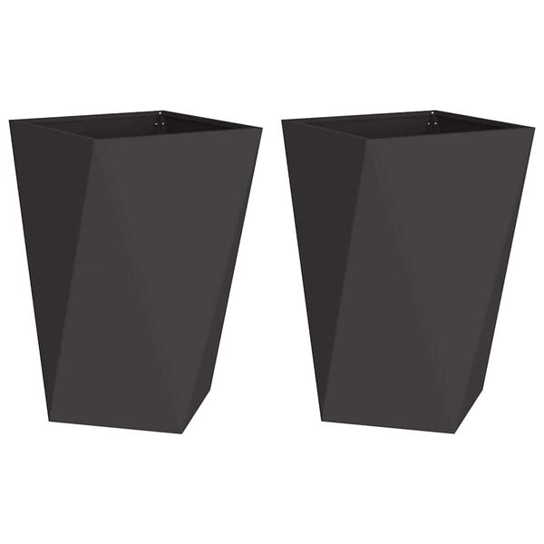vidaXL Jardini&egrave;re 2 pcs Noir 50 x 50 x 75 cm Acier