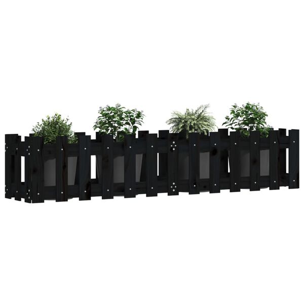 vidaXL Lit sur&eacute;lev&eacute; de jardin design de cl&ocirc;ture 150x30x30cm pin massif