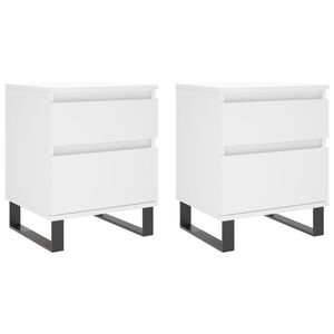 vidaXL Tables de chevet 2 pcs blanc 40x35x50 cm bois d&rsquo;ing&eacute;nierie