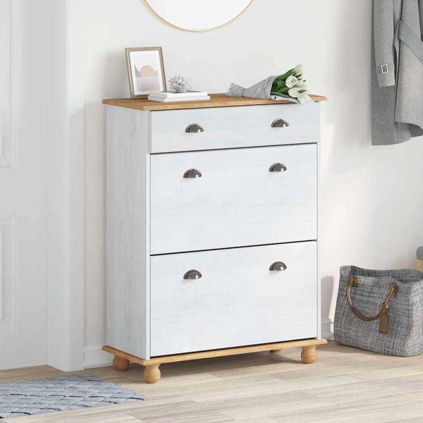 vidaXL Cabinet à chaussures avec tiroir ASKIM Blanc 85 x 35 x 108 cm