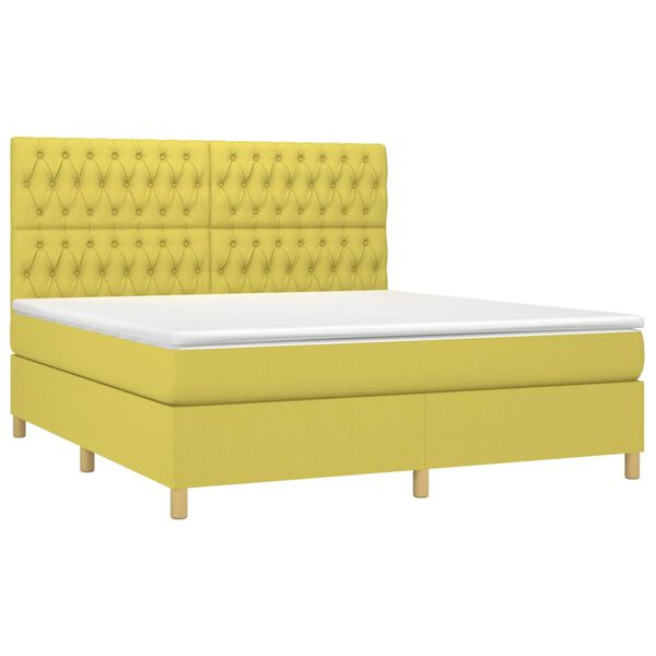 vidaXL Sommier &agrave; lattes de lit avec matelas Vert 180x200 cm Tissu