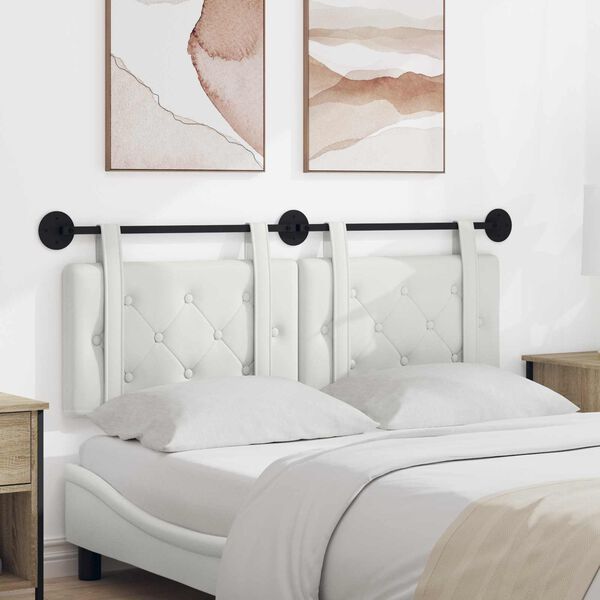 vidaXL T&ecirc;te de lit suspendue Blanc 150 x 55 x 5 cm Simili cuir