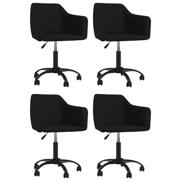 vidaXL Chaises &agrave; manger pivotantes lot de 4 Noir Velours