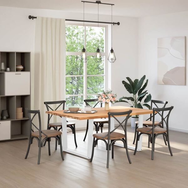 vidaXL Table à manger avec bord naturel 180x100x74cm bois massif chêne