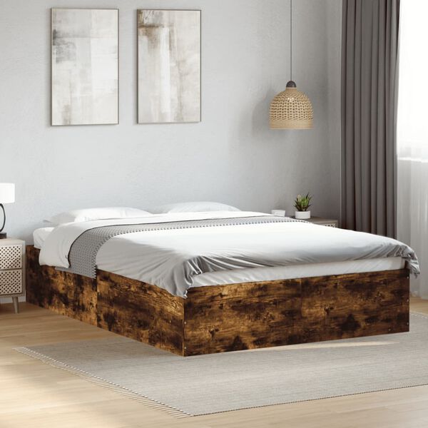 vidaXL Cadre de lit sans matelas ch&ecirc;ne fum&eacute; 120x190 cm