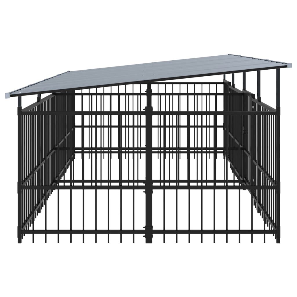 vidaXL Chenil d'extérieur avec toit pour chiens Acier 7,51 m²