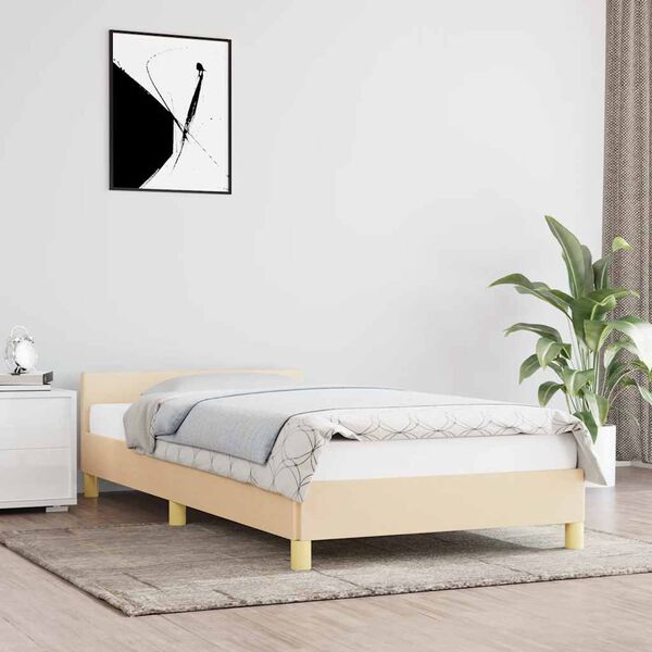 vidaXL Cadre de lit sans matelas cr&egrave;me 100x200 cm tissu