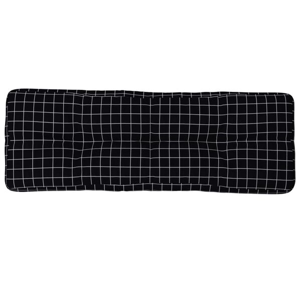 vidaXL Coussin de palette motif &agrave; carreaux noir 120x40x12 cm tissu