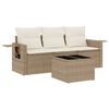 vidaXL Salon de jardin avec coussins 4 pcs beige r&eacute;sine tress&eacute;e