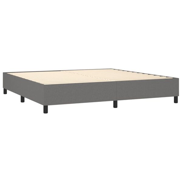 vidaXL Sommier &agrave; lattes de lit avec matelas Gris fonc&eacute; 200x200cm Tissu