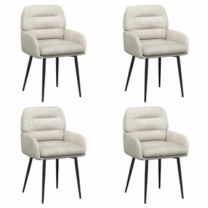 vidaXL Chaises de salle &agrave; manger 4 pc Velours Cr&egrave;me 59 x 59,5 x 90 cm