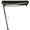 vidaXL Auvent automatique capteur de vent et LED 350x250 cm Anthracite