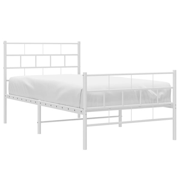 vidaXL Cadre de lit m&eacute;tal sans matelas avec pied de lit blanc 90x200cm