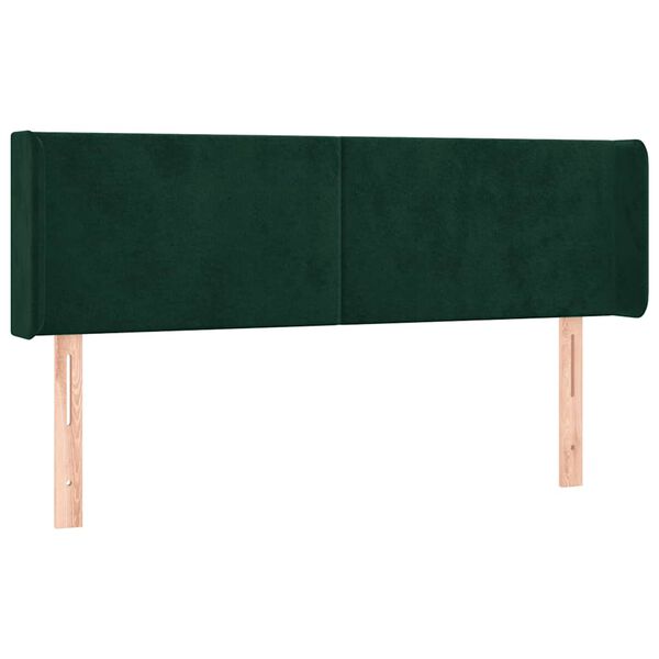 vidaXL T&ecirc;te de lit avec oreilles Vert fonc&eacute; 147x16x78/88 cm Velours