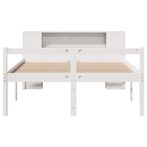 vidaXL Lit biblioth&egrave;que sans matelas blanc 120x200 cm bois pin massif