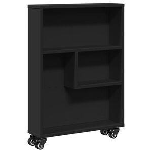 vidaXL Chariot de rangement &eacute;troit noir 48x13x68 cm bois d'ing&eacute;nierie