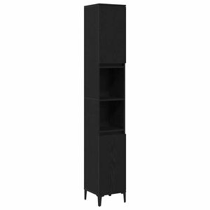 vidaXL Cabinet de salle de bain Ch&ecirc;ne noir 30 x 30 x 190 cm