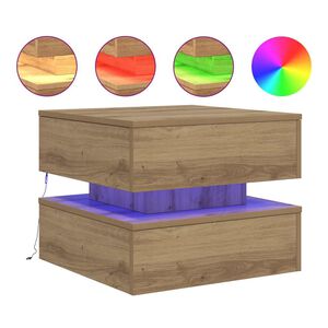 vidaXL Table basse avec lumi&egrave;res LED ch&ecirc;ne artisanal 50x50x40 cm