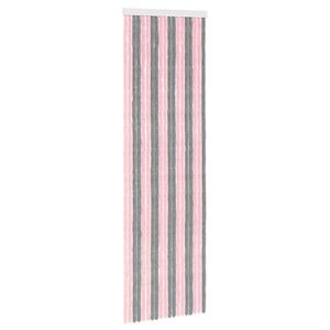 vidaXL Rideau anti-insectes en chenille Gris Argent et Rose