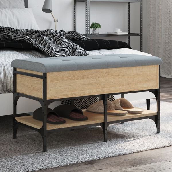 vidaXL Banc &agrave; chaussures ch&ecirc;ne sonoma 82x42x45 cm bois d'ing&eacute;nierie