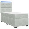vidaXL Lit boxspring avec matelas Gris clair 100 x 200 cm Velours