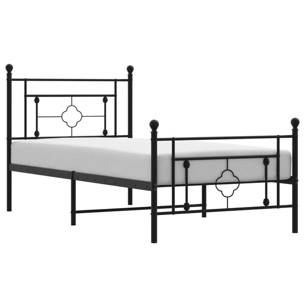 vidaXL Cadre de lit m&eacute;tal sans matelas avec pied de lit noir 90x190 cm