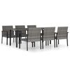 vidaXL Ensemble &agrave; manger de jardin 7 pcs R&eacute;sine tress&eacute;e Gris