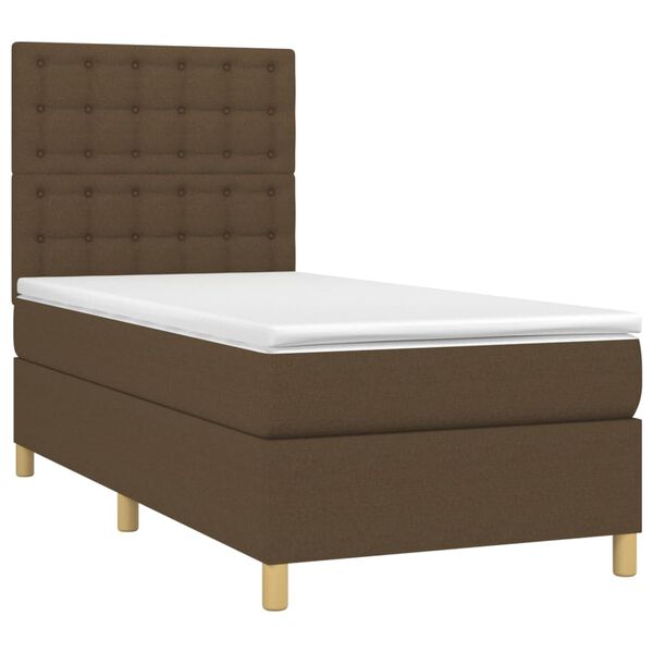 vidaXL Sommier &agrave; lattes de lit avec matelas Marron fonc&eacute; 100x200 cm