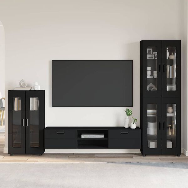 vidaXL Ensemble meuble TV avec tiroir FLORIN Noir Bois d'ing&eacute;nierie