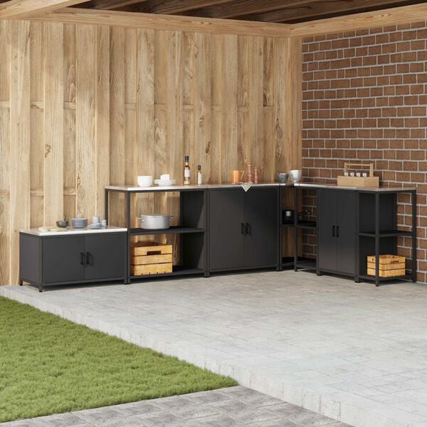 vidaXL Rangement de cuisine avec &eacute;tag&egrave;re Noir 60 x 50 x 92 cm Acier