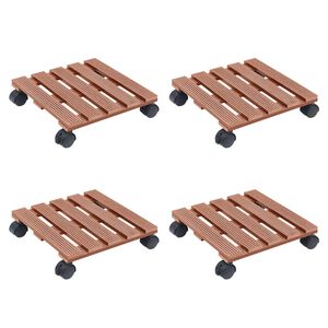 vidaXL Chariots &agrave; plantes 4 pcs Marron 30x30x7,5 cm WPC