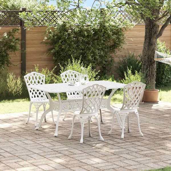 vidaXL Ensemble de salle &agrave; manger pour jardin 5 pcs Blanc Aluminium
