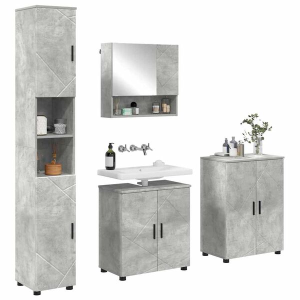 vidaXL Ensemble de mobilier de salle de bain 4 pcs Gris b&eacute;ton