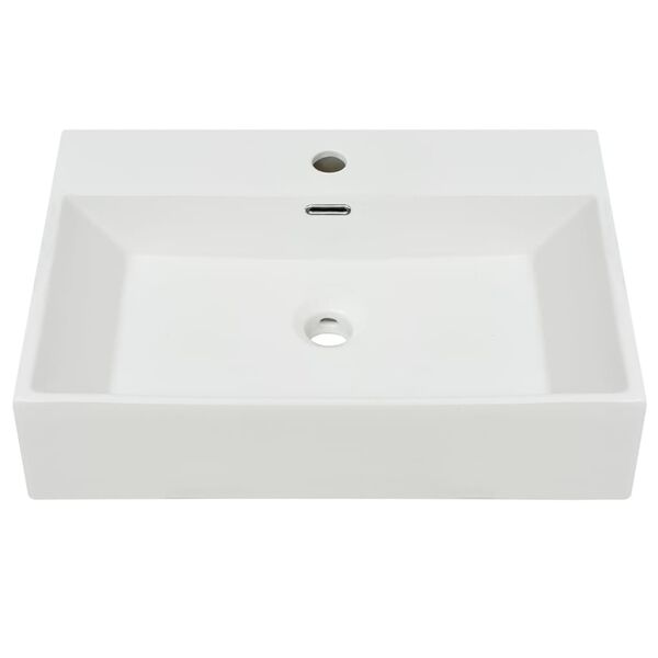 vidaXL Vasque avec trou de robinet en céramique Blanc 60,5x42,5x14,5cm