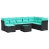 vidaXL Salon de jardin 9 pcs avec coussins noir r&eacute;sine tress&eacute;e