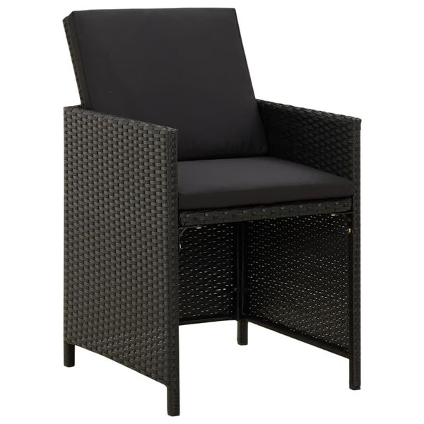 vidaXL Jeu de chaise et tabouret de jardin 4 pcs R&eacute;sine tress&eacute;e Noir