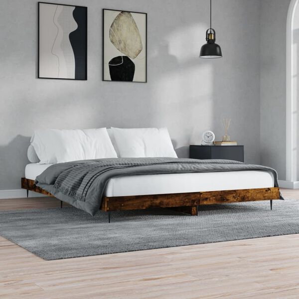 vidaXL Cadre de lit sans matelas ch&ecirc;ne fum&eacute; 120x200 cm bois ing&eacute;nierie