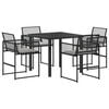 vidaXL Ensemble de salle &agrave; manger pour jardin 5 pcs Noir polyrotin