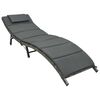 vidaXL Chaise longue pliable avec coussin R&eacute;sine tress&eacute;e Gris